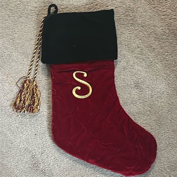 Velvet Christmas Stocking with Embroidered “S”! - Picture 1 of 8